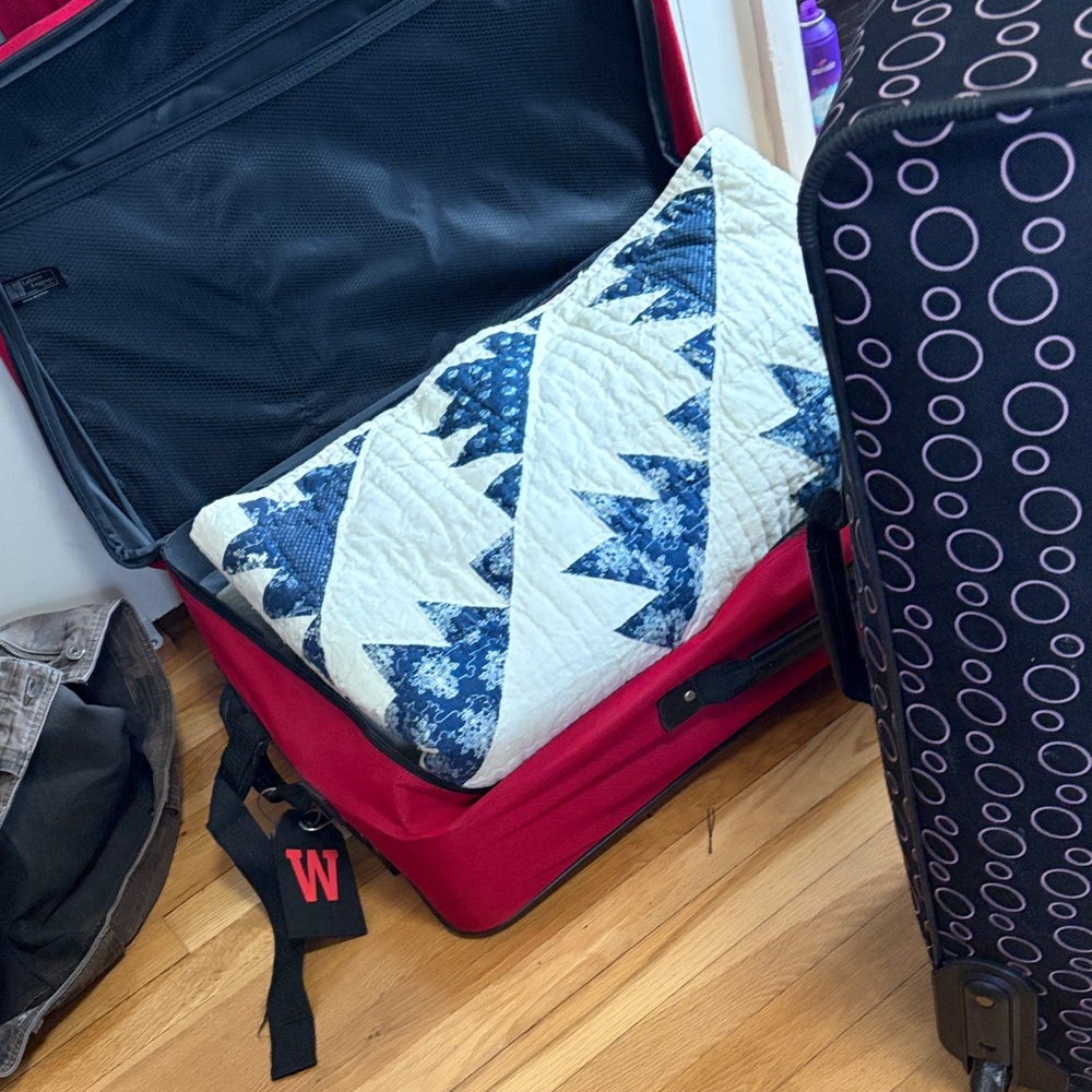 Blue and White Quilted Blanket